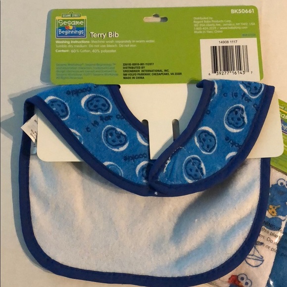 Sesame Street Cookie Monster Baby Set Bib & Cloths - Picture 5 of 6